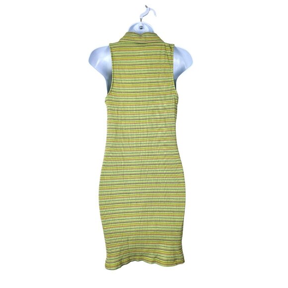Womens S Wild Fable Green Apple Stripe Bodycon Polo Dress Zip-Front Casual Chic - Picture 4 of 8